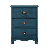 Bedside Tables Drawers Side Table Cabinet Vintage Blue Storage Nightstand