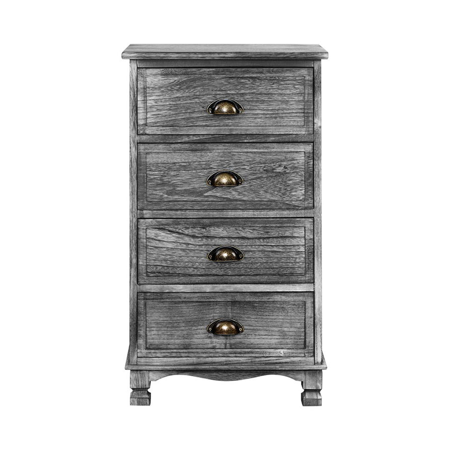 Bedside Tables Drawers Cabinet Vintage 4 Chest of Drawers Grey Nightstand