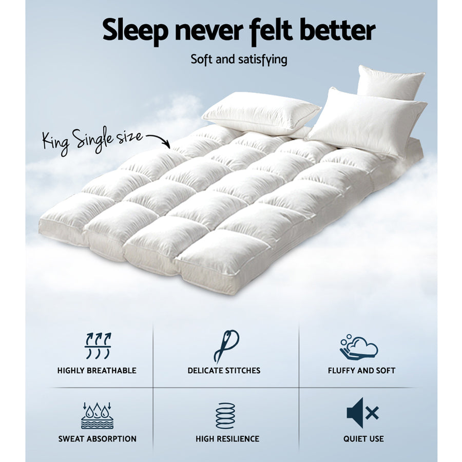 King Single Mattress Topper Bamboo Fibre Pillowtop Protector