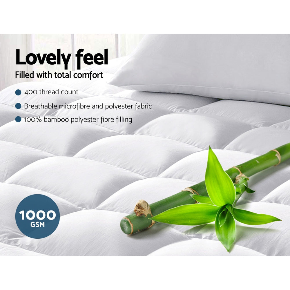 Queen Mattress Topper Bamboo Fibre Pillowtop Protector