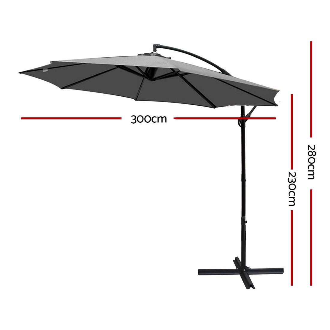 Outdoor Umbrella 3M Cantilever Beach Garden Patio Charcoal