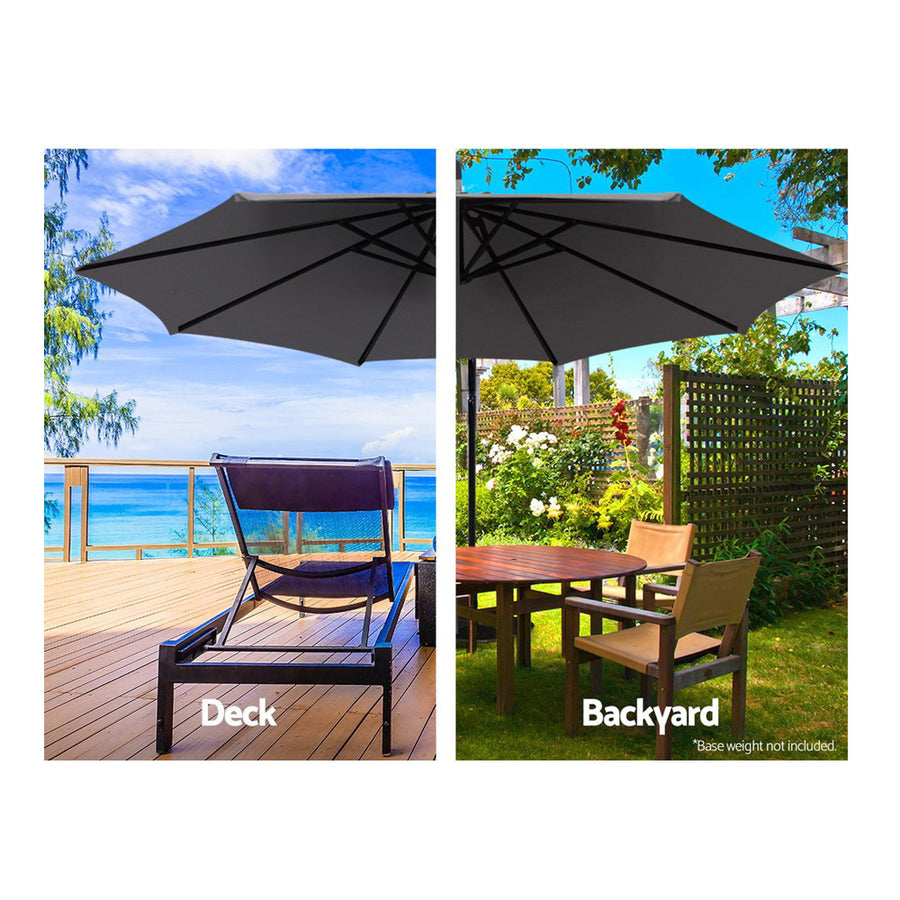 Outdoor Umbrella 3M Cantilever Beach Garden Patio Charcoal