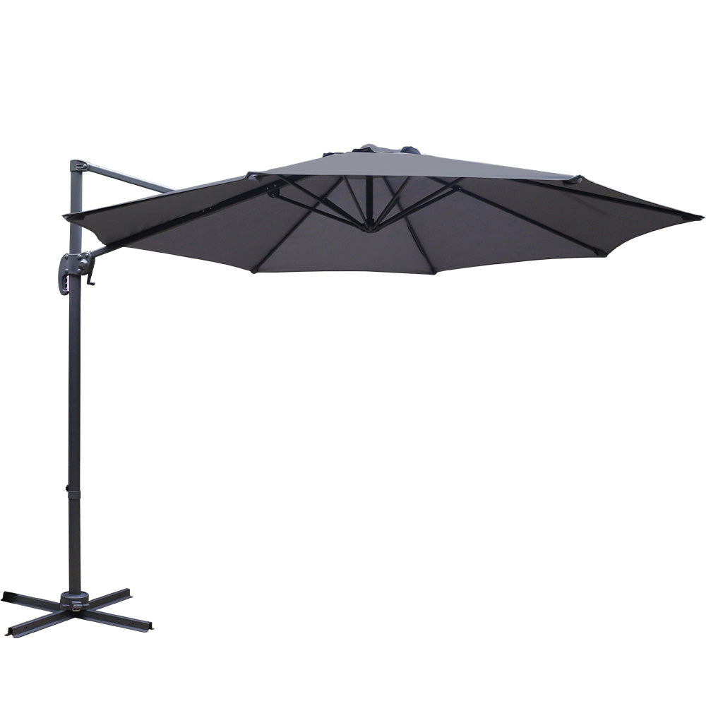 Outdoor Umbrella 3M Roma Cantilever Beach Furniture Garden 360 Degree Charcoal