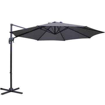 Outdoor Umbrella 3M Roma Cantilever Beach Furniture Garden 360 Degree Charcoal