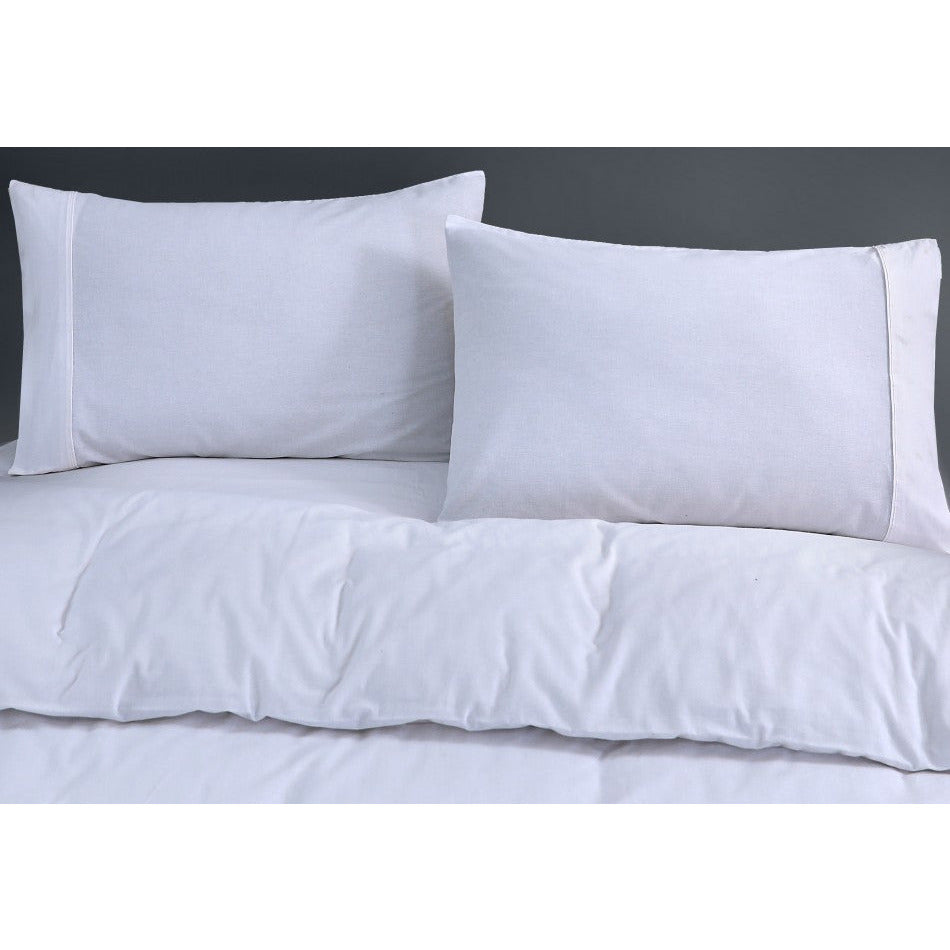 100% Egyptian Cotton Vintage Washed 500TC White Double Quilt Cover Set