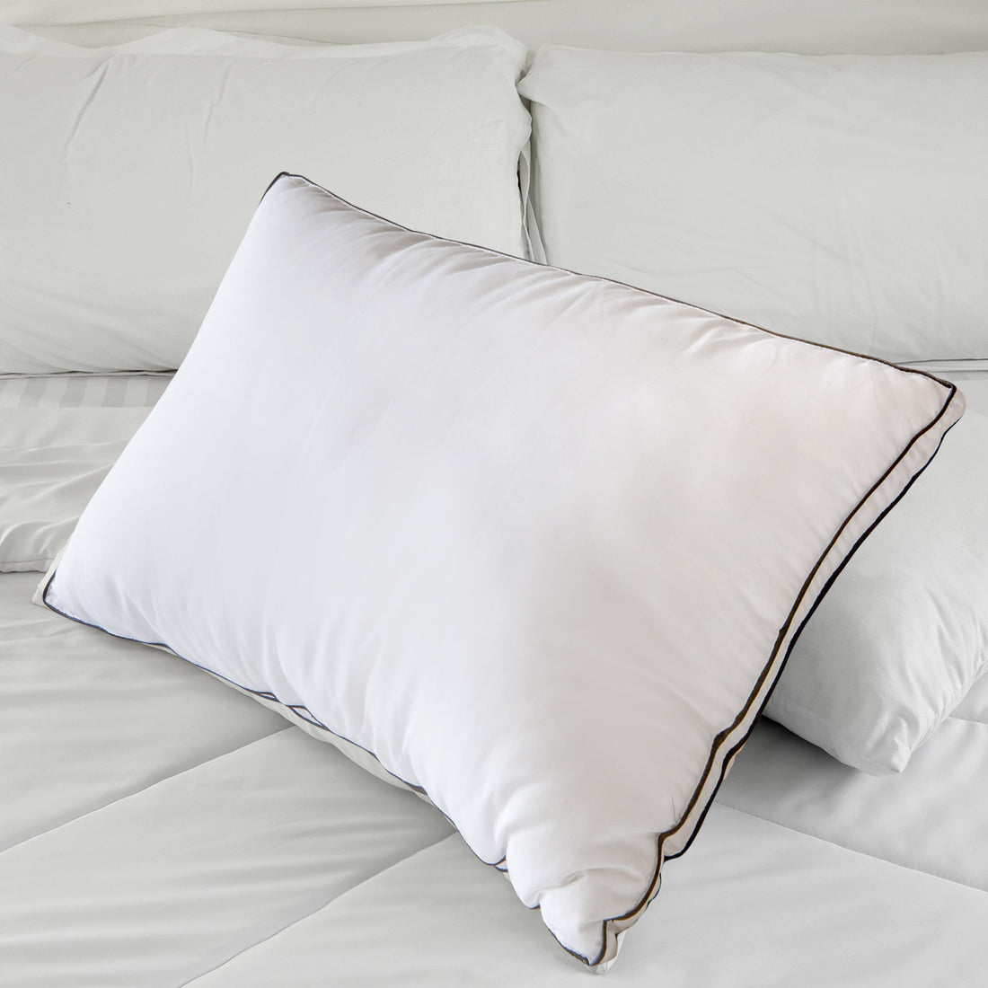 Silk Blend Pillow Hypoallergenic Gusset Cotton Cover Twin Pack - White