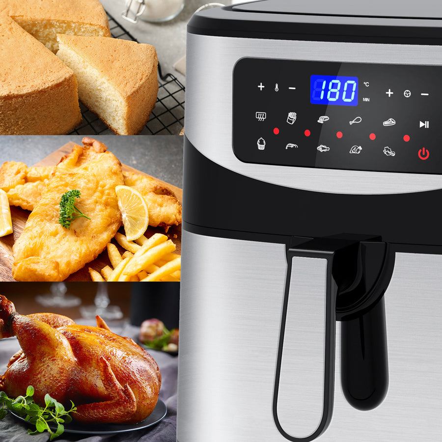 12 Litre Air Fryer Multifunctional LCD One Touch Display - Silver