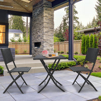 Furniture Outdoor 3 Piece Foldable Rattan Coffee Table Set Garden Patio - Black
