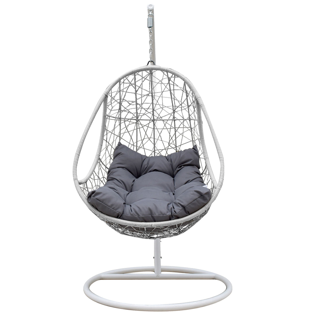 Rocking Egg Chair Swing Lounge Hammock Pod Wicker Curved - White and Grey