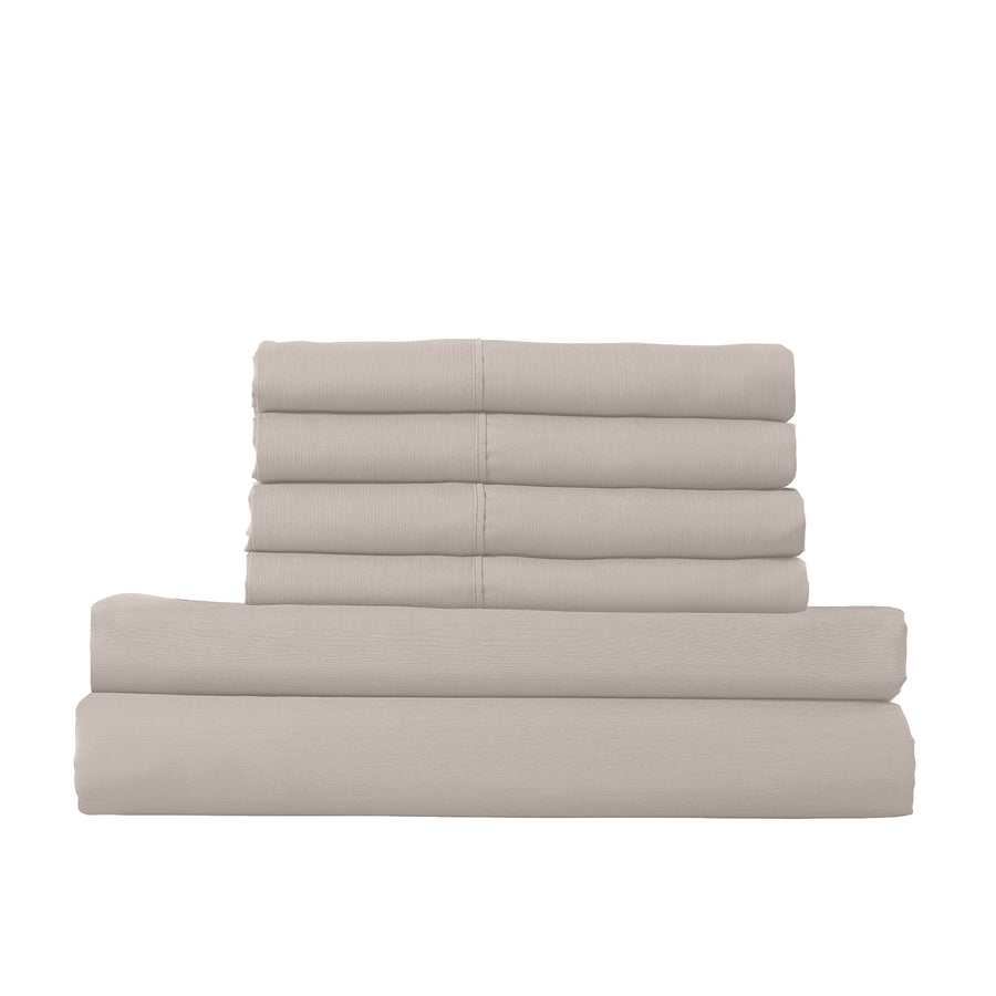 1500 Thread Count 6 Piece Cotton Rich Bedroom Collection Set - Queen - Stone