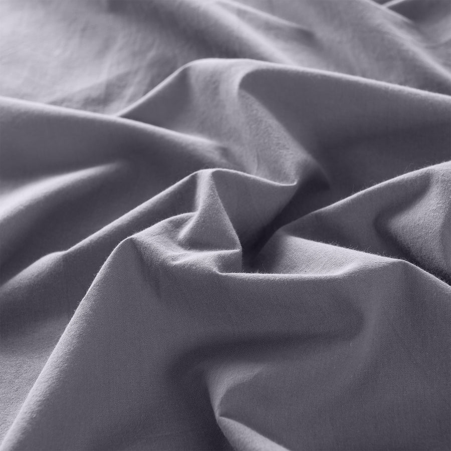 Royal Comfort Vintage Washed 100% Cotton Sheet Set Fitted Flat Pillowcases - Grey Queen