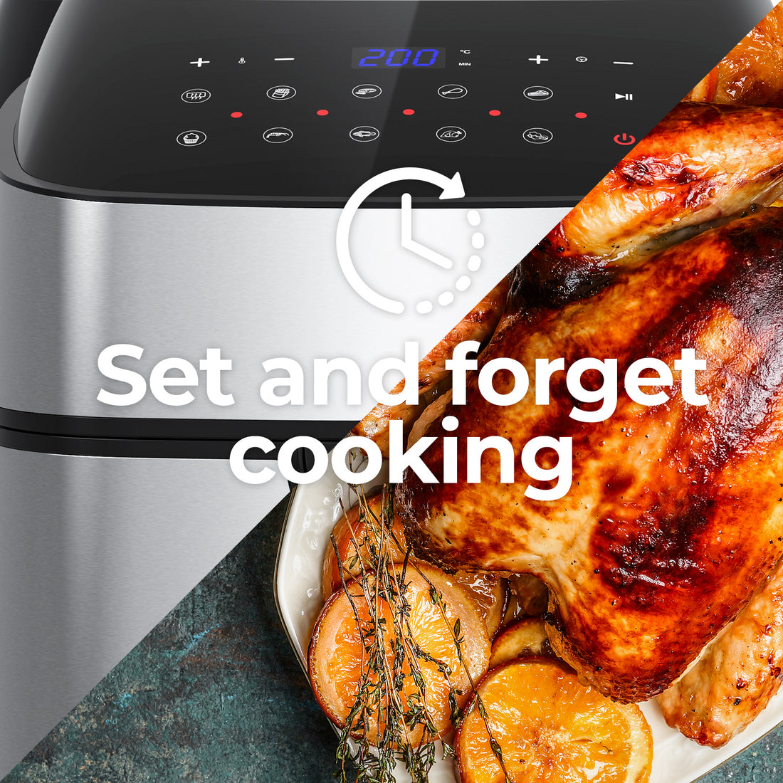 11.5 Litre Air Fryer Multifunctional LCD Digital Display - Silver