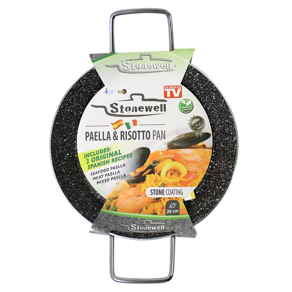 26cm Paella Pan Kitchen Non Stick Cookware Stone Black