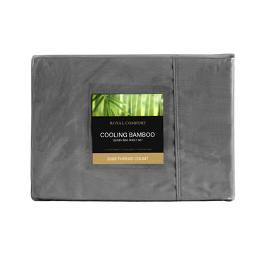 Royal Comfort 3000 Thread Count Bamboo Cooling Sheet Set - Queen - Charcoal