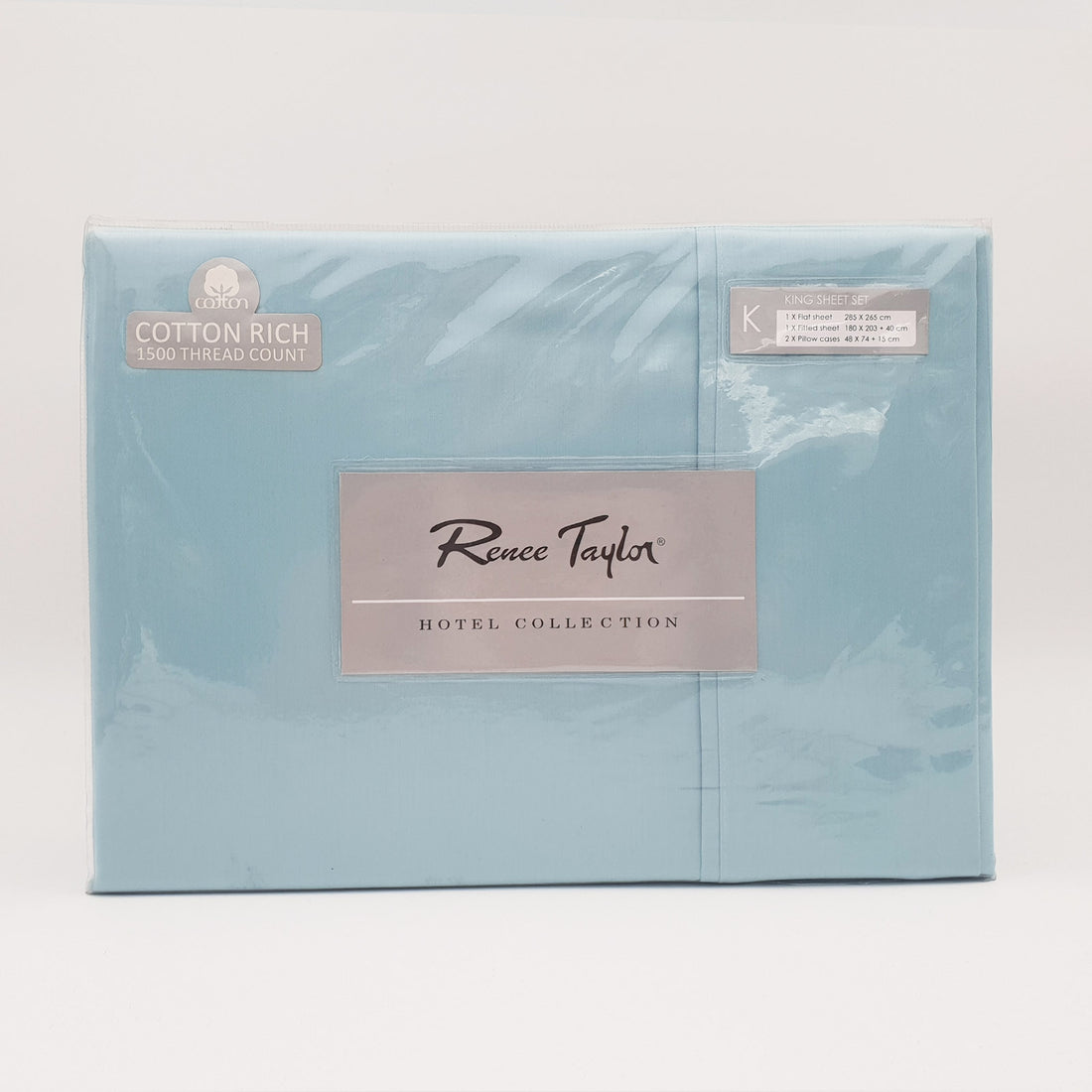 1500 Thread Count Pure Soft Cotton Blend Flat & Fitted Sheet Set Mist King