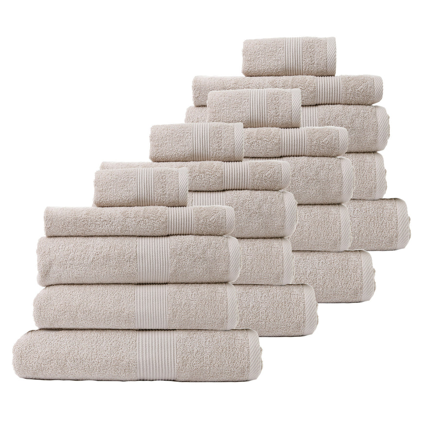 20 Piece Cotton Bamboo Towel Bundle Set 450GSM - Beige