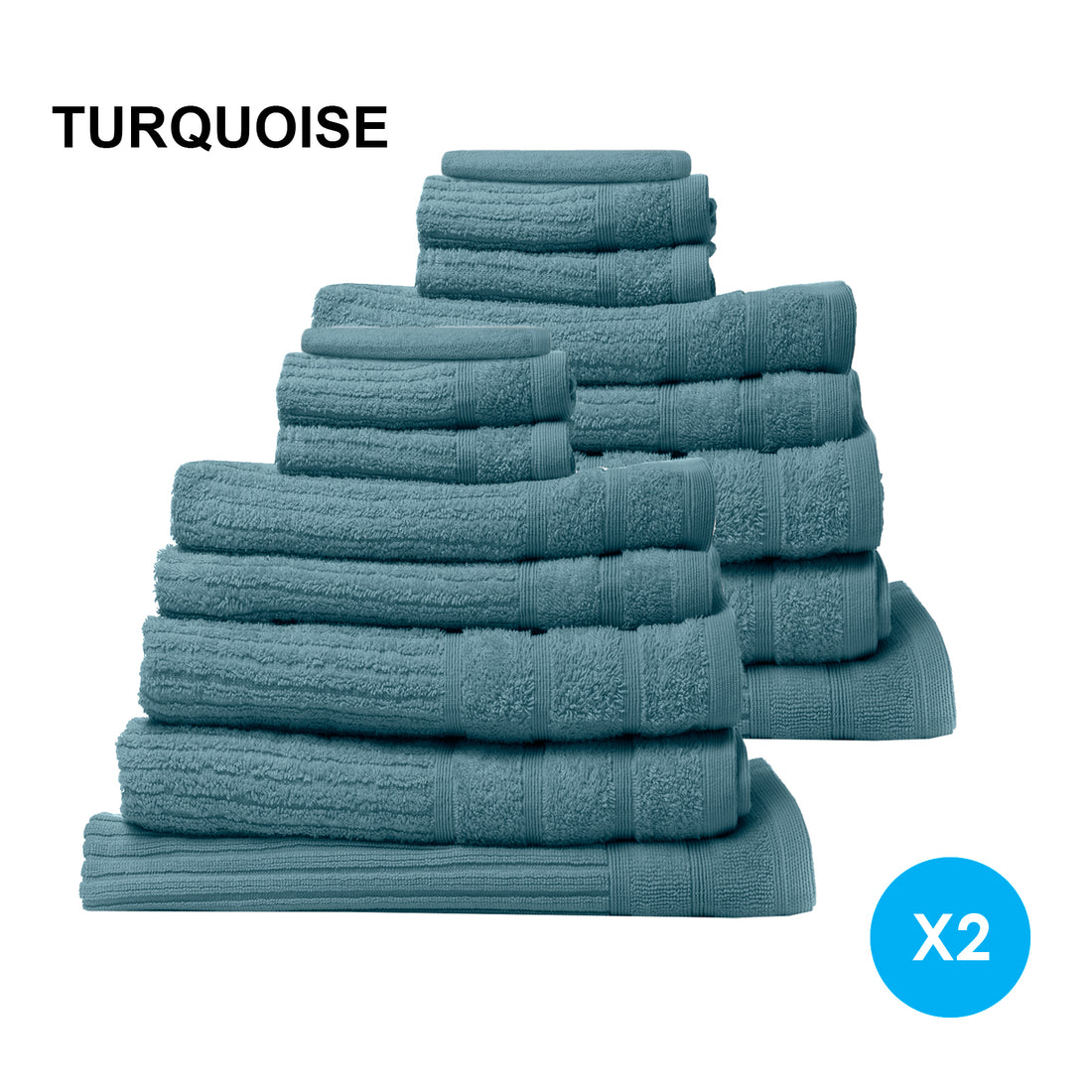 16 Piece Egyptian Cotton Eden Towel Set 600GSM - Turquoise