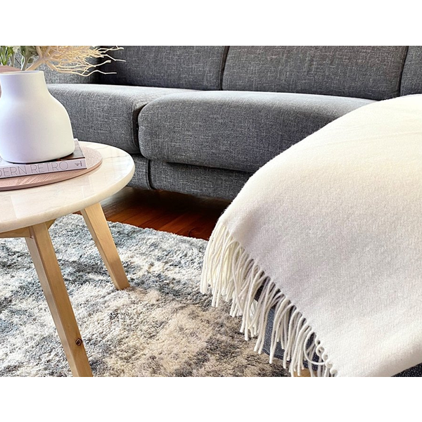 Kensington Throw - 10% Cashmere/ 90% Super Fine Merino Wool - Ivory