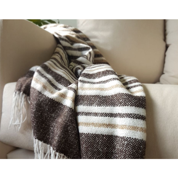 Richmond Throw - Reclaimed Wool Blend - Tan