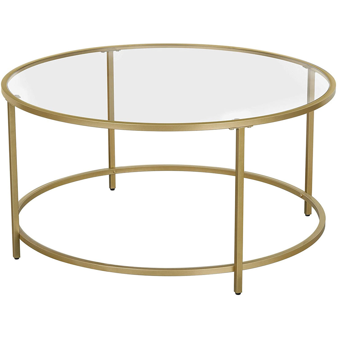 Gold Glass Table with Golden Iron Frame Stable and Robust Tempered Glass