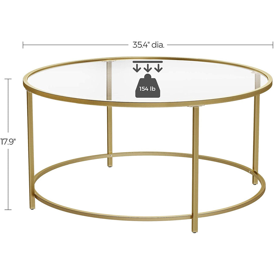 Gold Glass Table with Golden Iron Frame Stable and Robust Tempered Glass