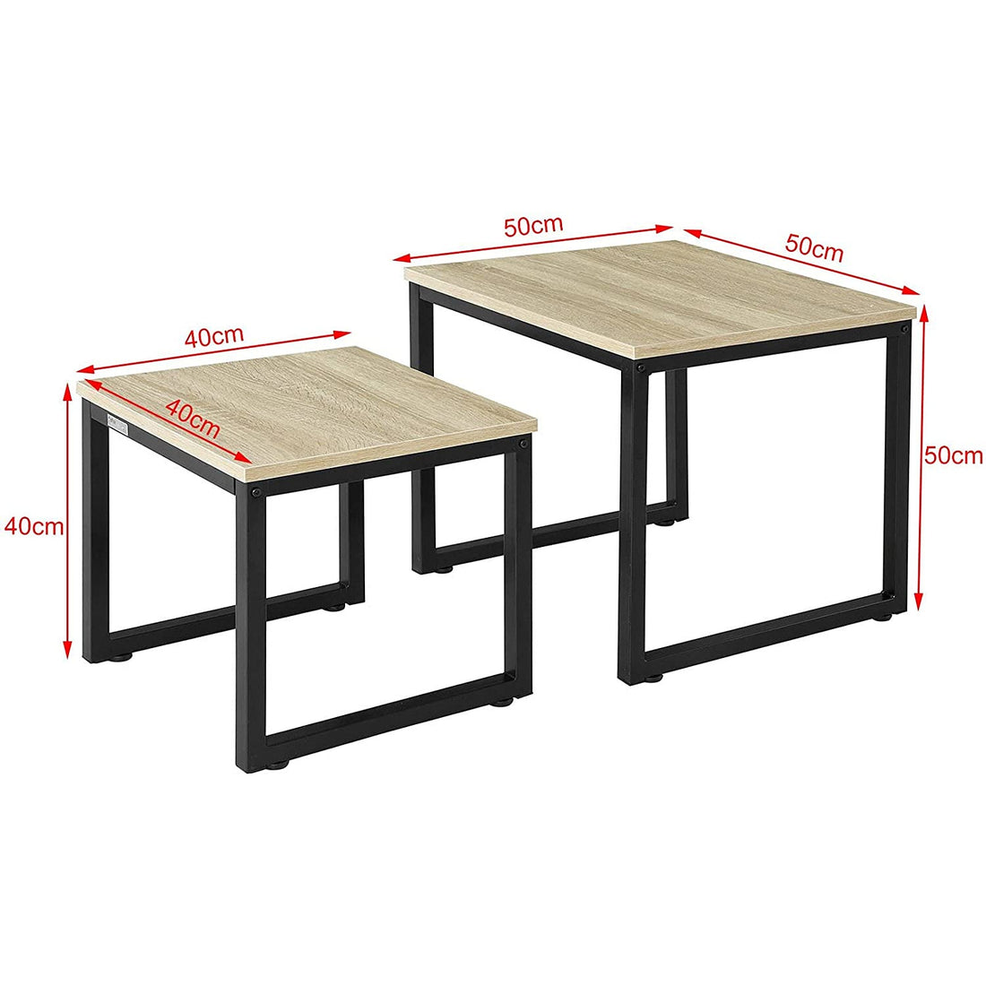 Set of 2 Modern Coffee Tables with Wood top panel and Steel framework