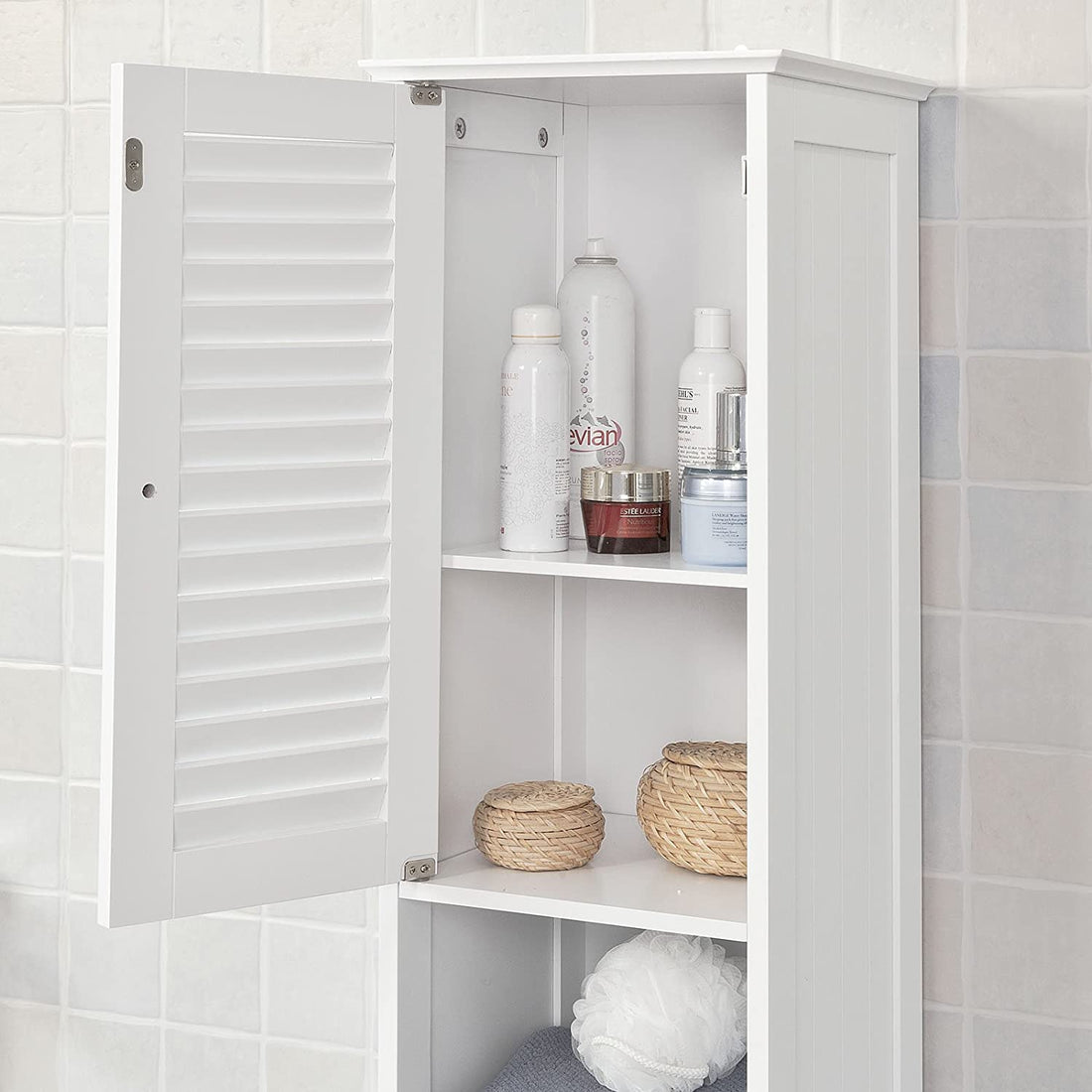 White Freestanding Tallboy Bathroom Cabinet