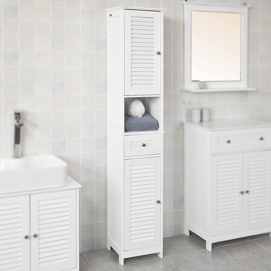 White Freestanding Tallboy Bathroom Cabinet