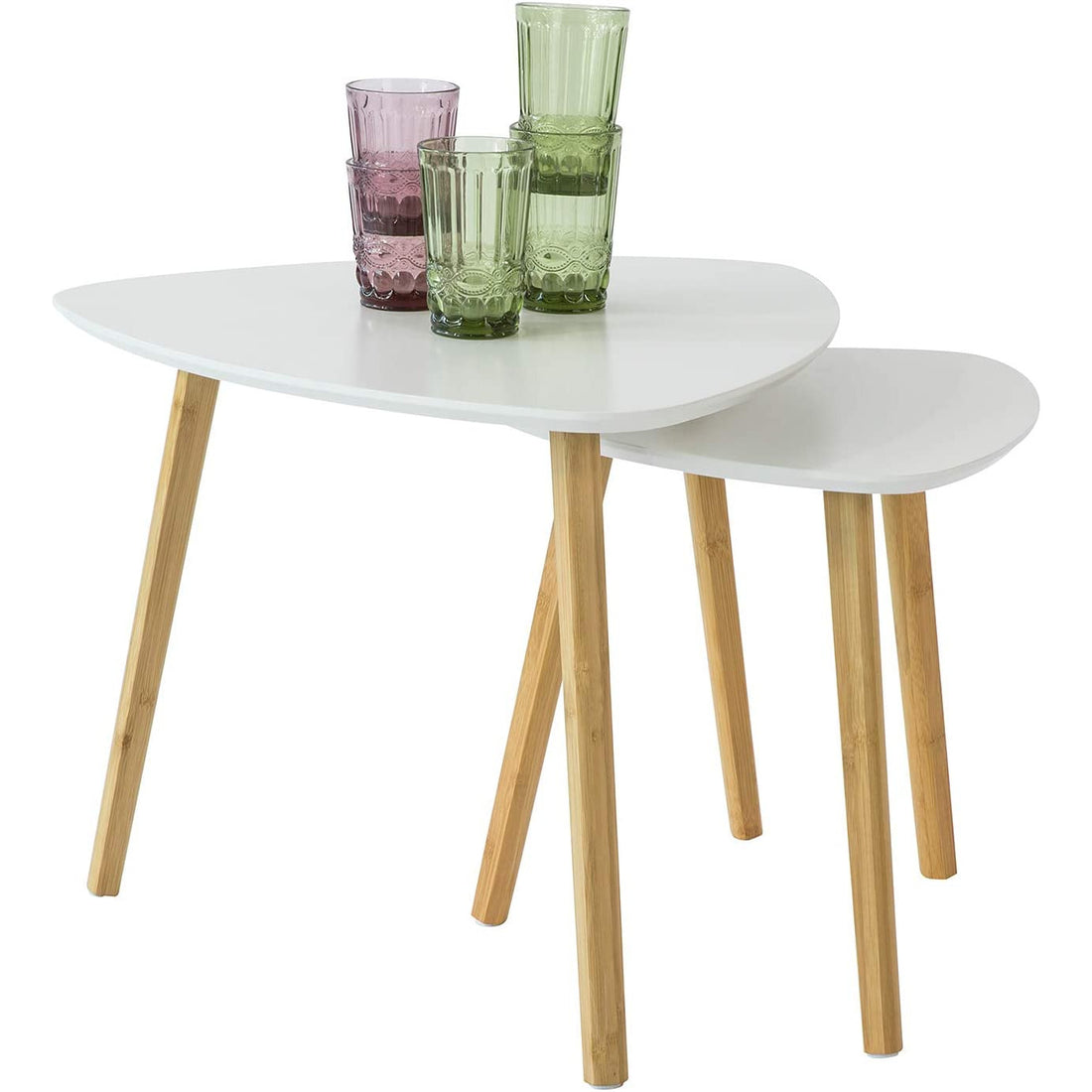 Set of 2 White Side Nesting Tables