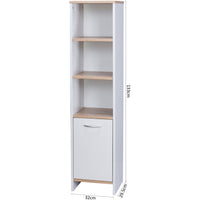 Alto Bathroom Tallboy Narrow High Cabinet With 1 Doors/3 Shelves - Oak/White