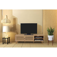 Natura Rattan TV Stand Entertainment Unit With 2 Doors & Shelves