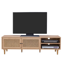 Natura Rattan TV Stand Entertainment Unit With 2 Doors & Shelves