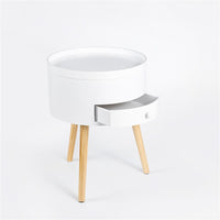 Kumoo Round Side Table With Storage White