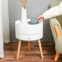 Kumoo Round Side Table With Storage White