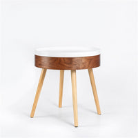 Fuzo Round Side Table With Serving Tray And Storage