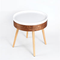 Fuzo Round Side Table With Serving Tray And Storage