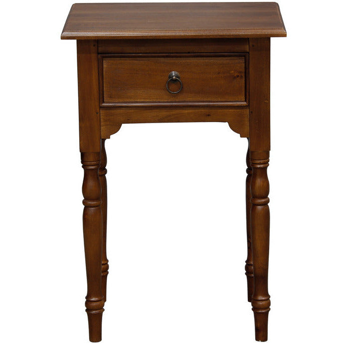 Milly Turn Leg 1 Drawer Side Table (Mahogany)