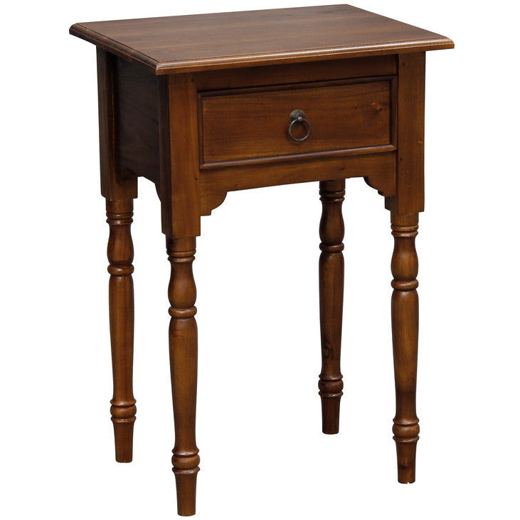 Milly Turn Leg 1 Drawer Side Table (Mahogany)