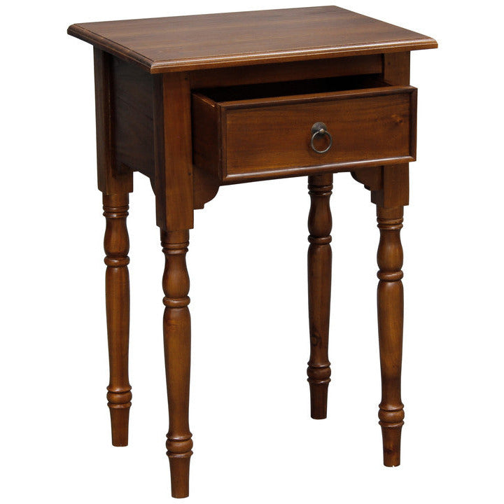 Milly Turn Leg 1 Drawer Side Table (Mahogany)