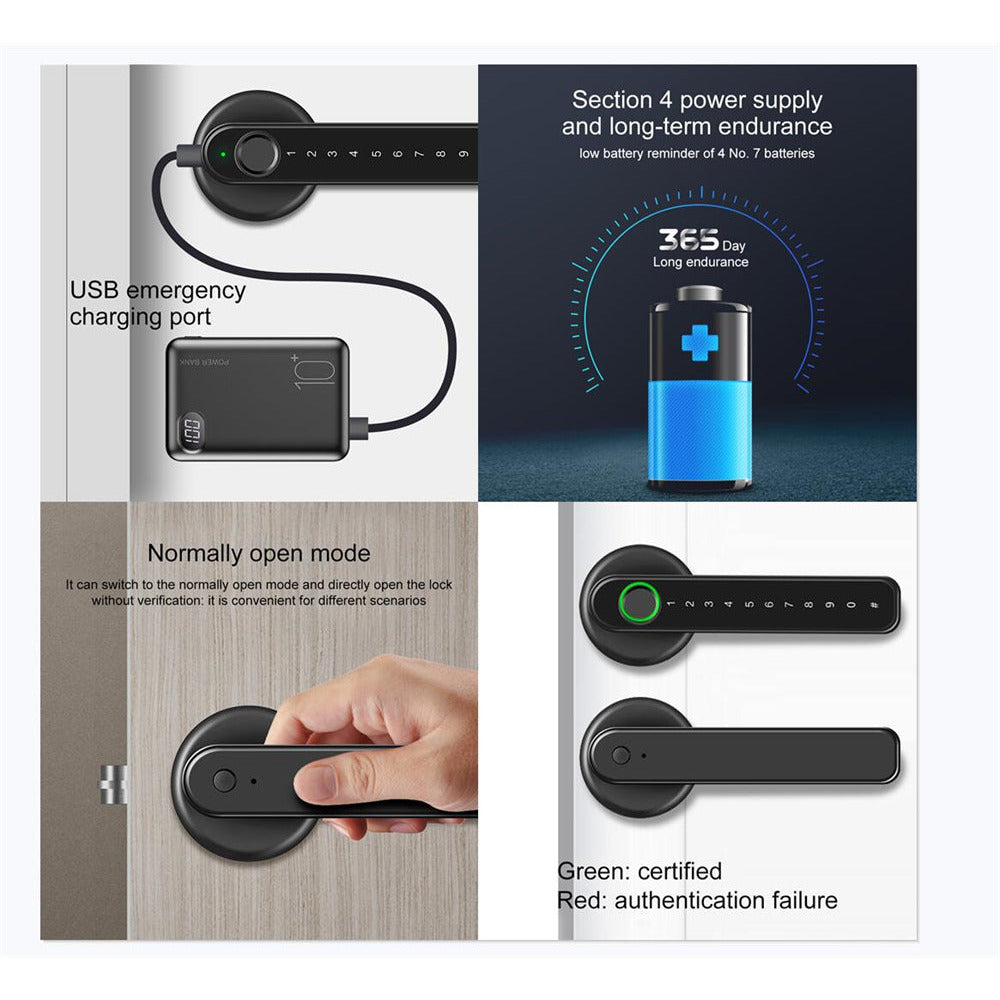 Smart Fingerprint Door Lock Electronic Handle Digital Password Bluetooth Key APP