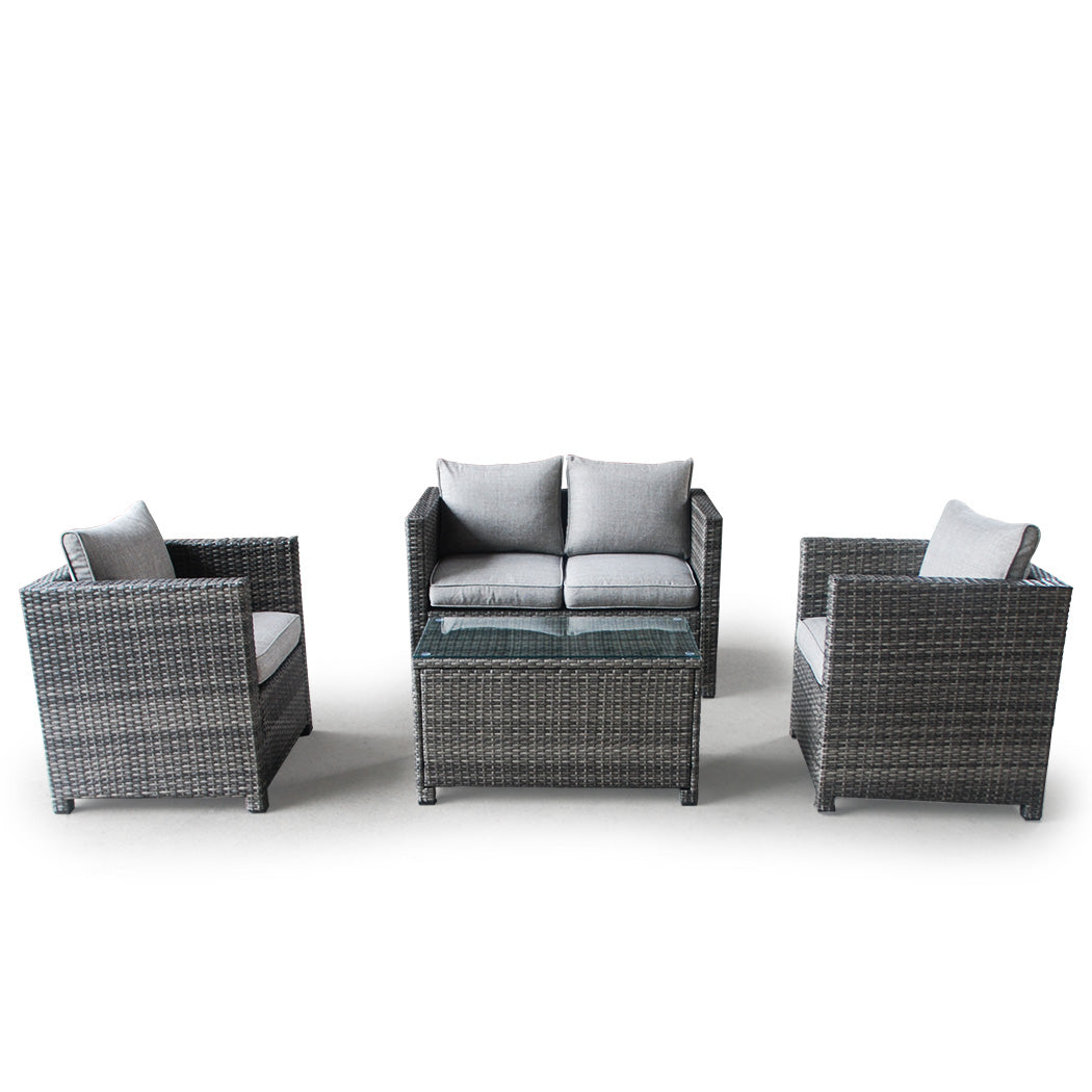 Outdoor Furniture 4pc Setting Chairs Lounge Set Wicker Sofa Couch