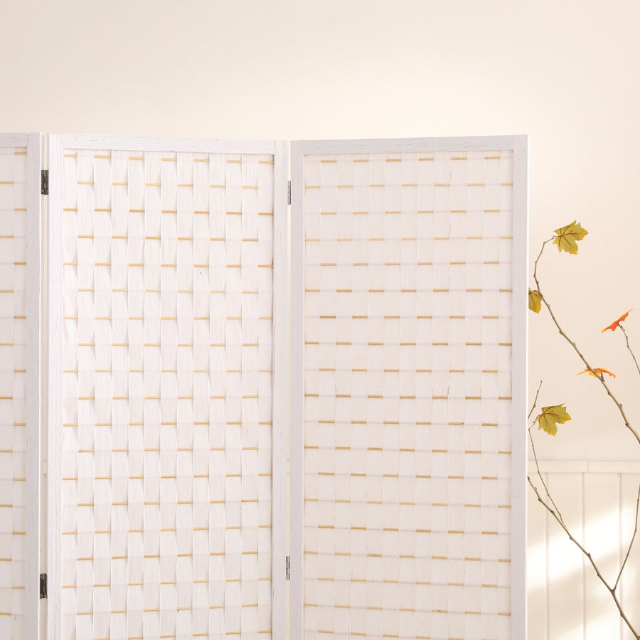 4-Panel Pine Wood Room Divider (White) EK-RD-101-SD