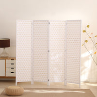 4-Panel Pine Wood Room Divider (White) EK-RD-101-SD