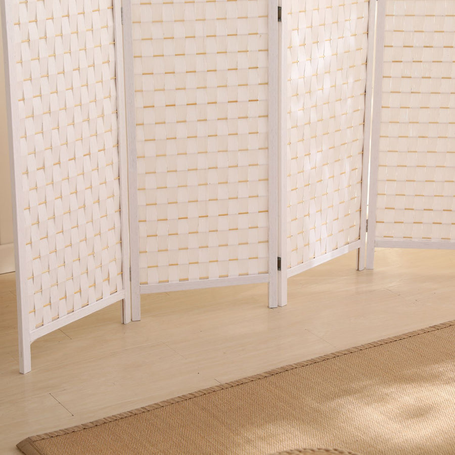 4-Panel Pine Wood Room Divider (White) EK-RD-101-SD