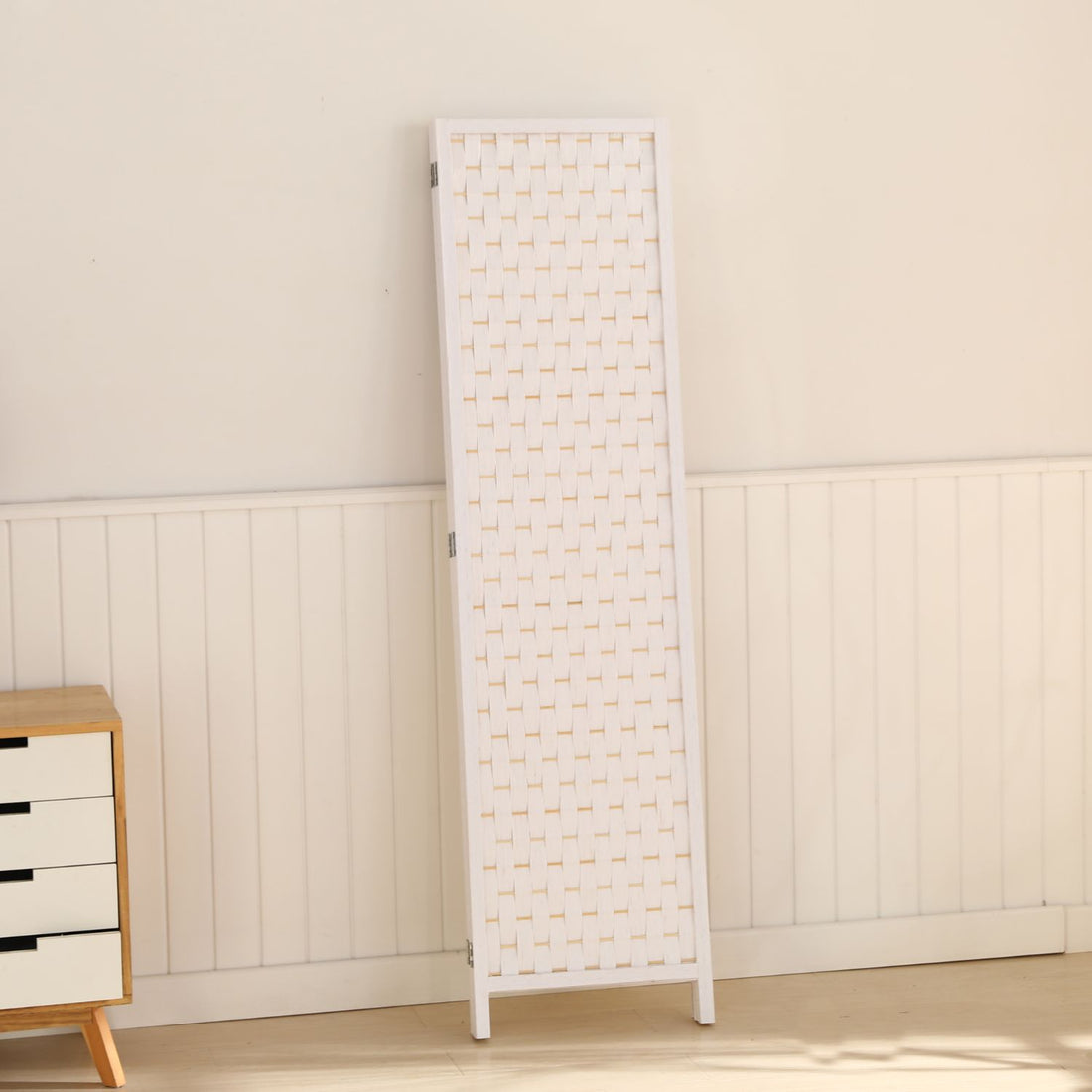 4-Panel Pine Wood Room Divider (White) EK-RD-101-SD