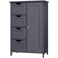 Floor Cabinet with 4 Drawers and Adjustable Shelf Gray