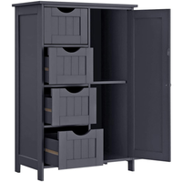 Floor Cabinet with 4 Drawers and Adjustable Shelf Gray