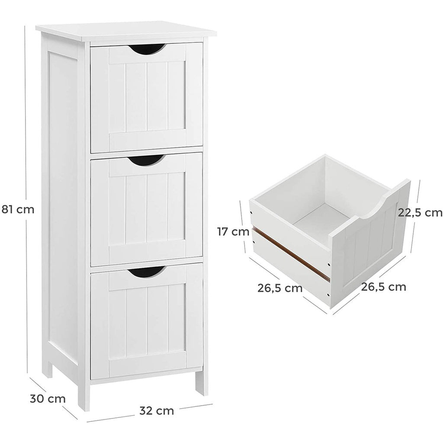 Floor Cabinet with 3 Drawers White BBC50WT