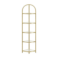 5 Tier Corner Ladder Bookshelf Tempered Glass Modern Style Golden Color