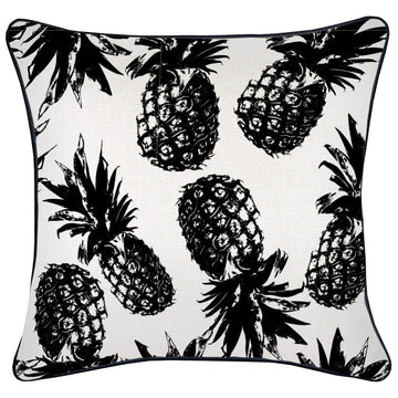 Cushion Cover With Black Piping Pineapples Black 45cm x 45cm
